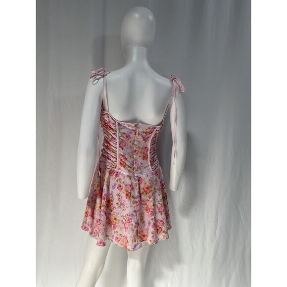 House Of Cb 'Alejandra' Purple Floral Bustier Georgette Dress Size M - Picture 3 of 5